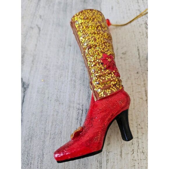 Red boot stiletto shoe ornament high heel Xmas tree - Picture 1 of 11
